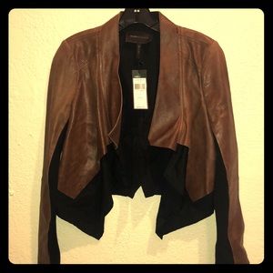 BCBG brown 100% lamb leather jacket